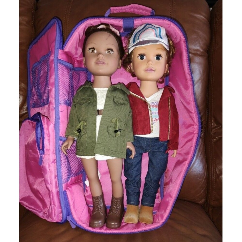 Lot of 2 pcs Toys R Us Journey Girls Mikaella 18" Tall Dolls with Case 2017
